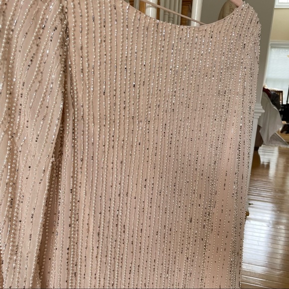 ONE33 SOCIAL Open-Back Beaded Shift Dress - Cocktail Formal Dress - peach ivory - Picture 12 of 16